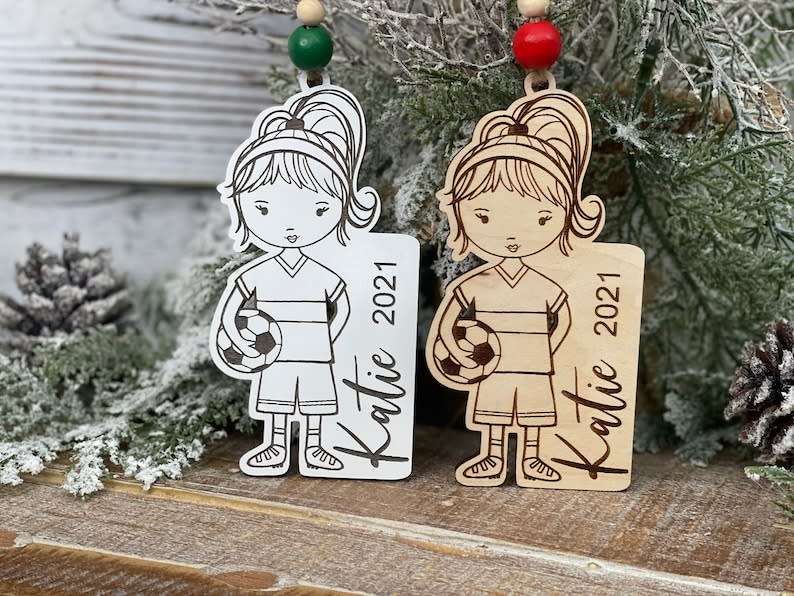 Digital download Soccer/Football girl svg ornament file for Glowforge and laser cutters SVG FILE ONL